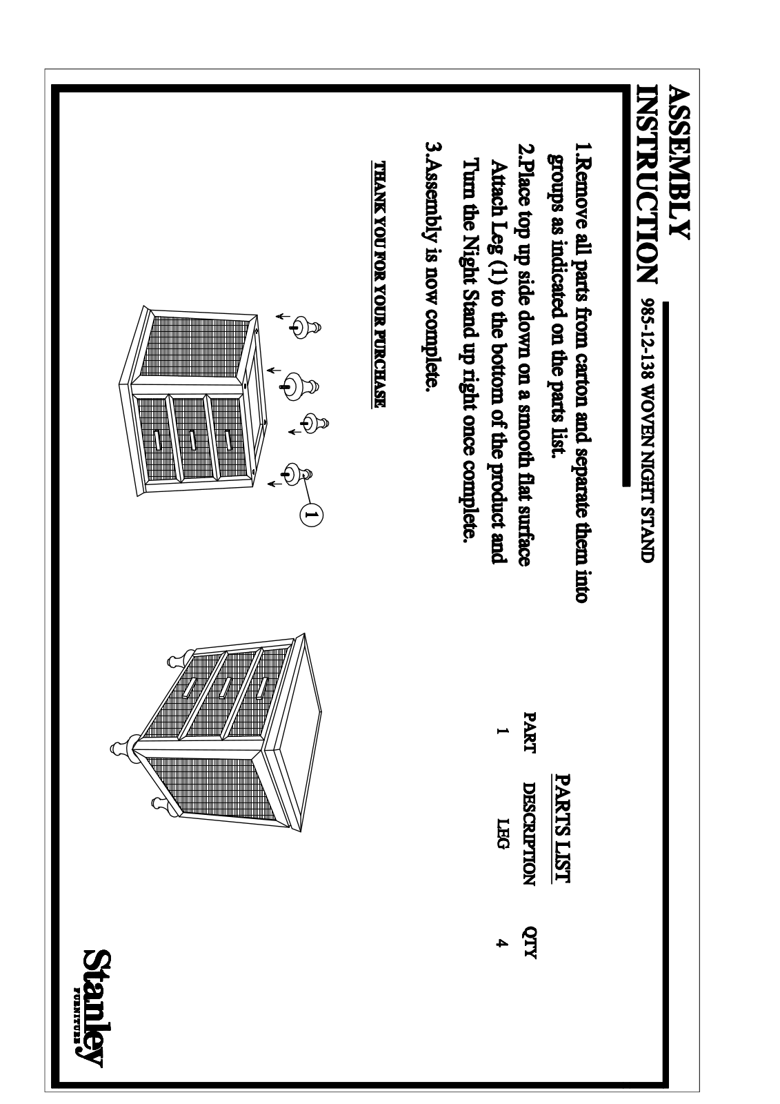 Stanley NIGHT STAND Assembly Instruction