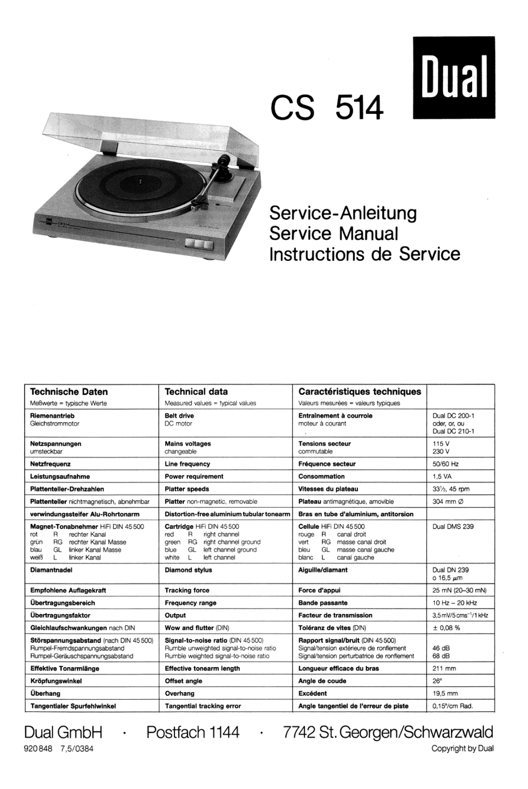 Dual CS-514 Service manual