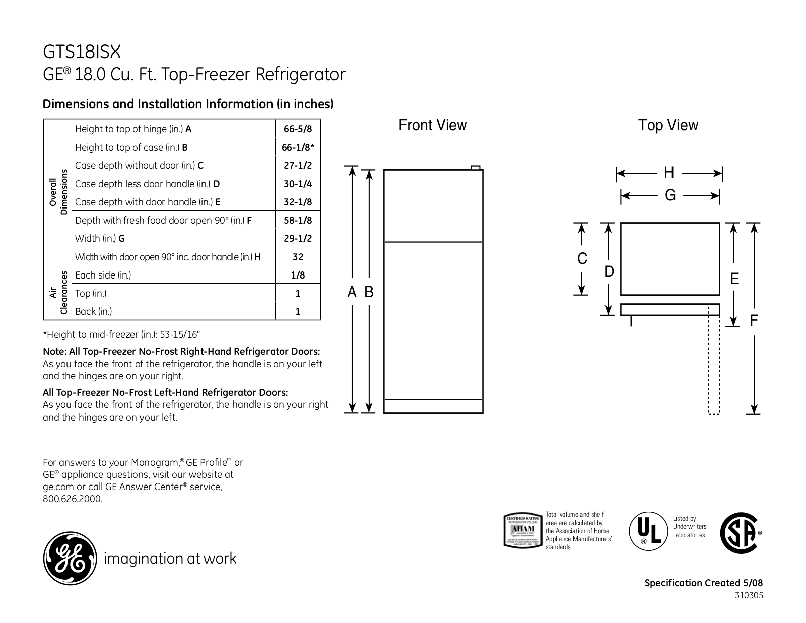 General Electric GTS18ISXSS User Manual