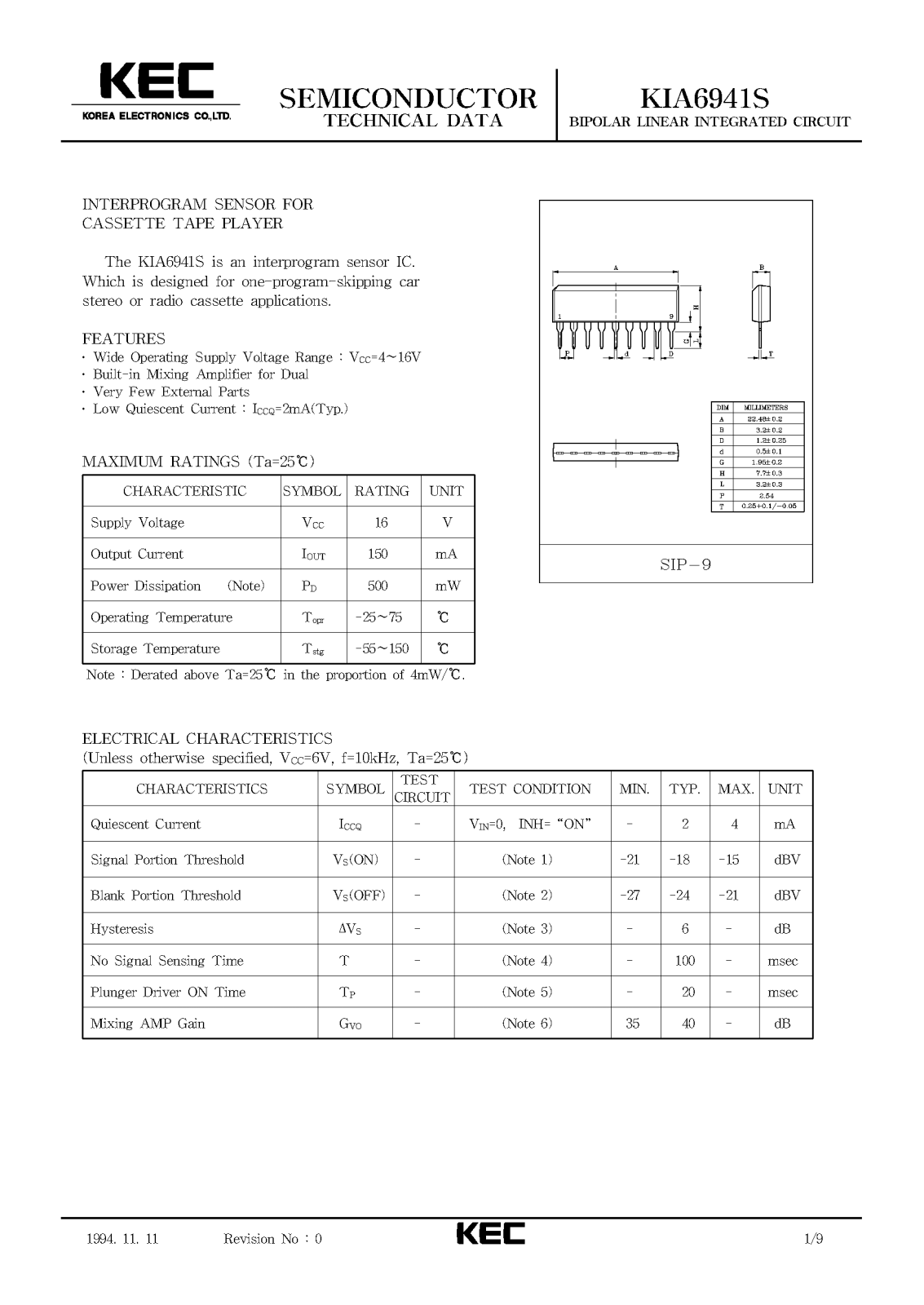 KEC KIA6941S Datasheet