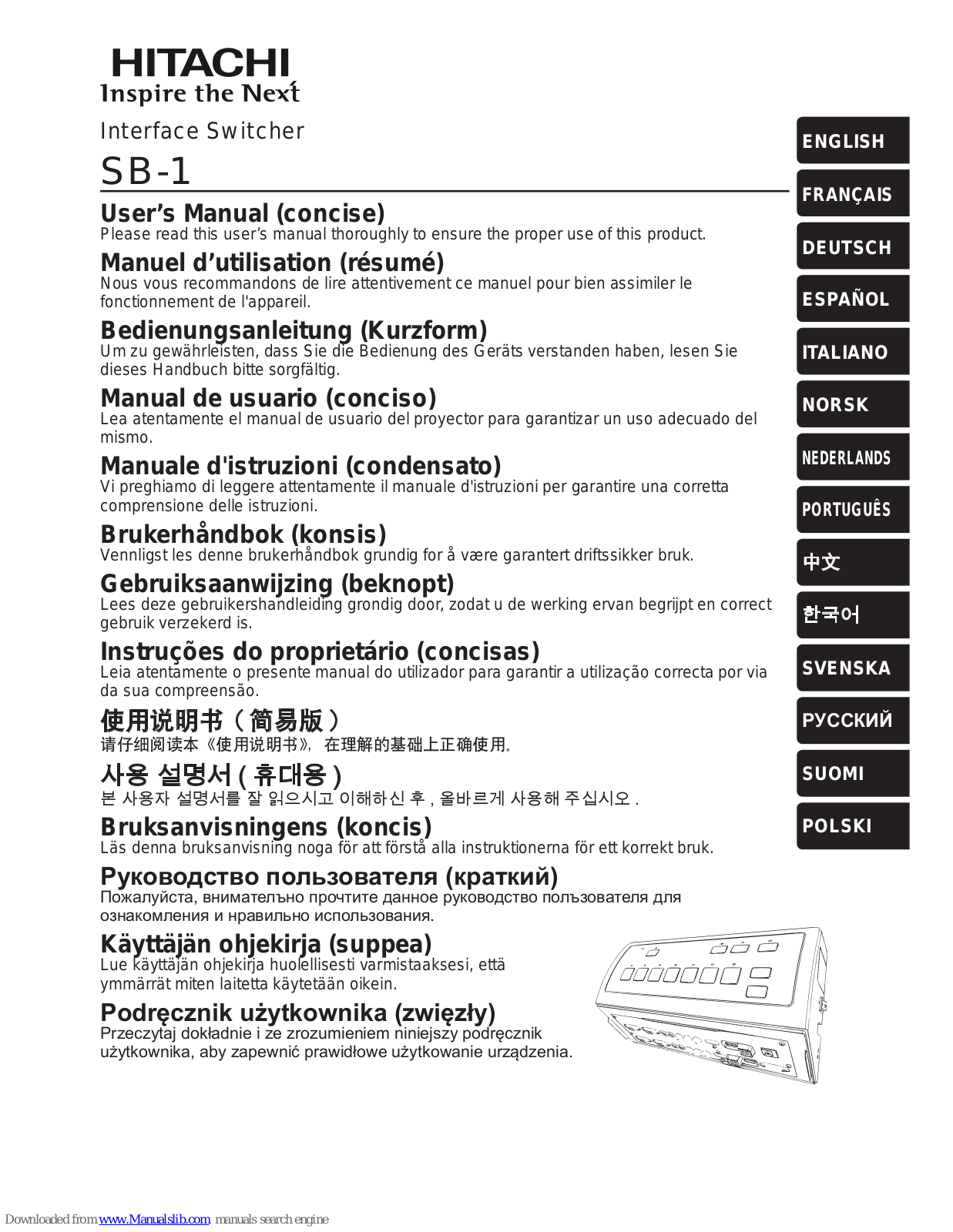 Hitachi SB-1 User Manual