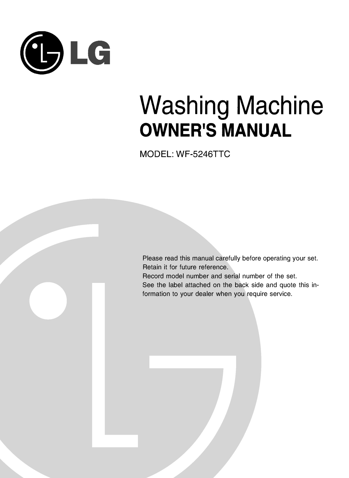 LG WF-5246TTC User Manual