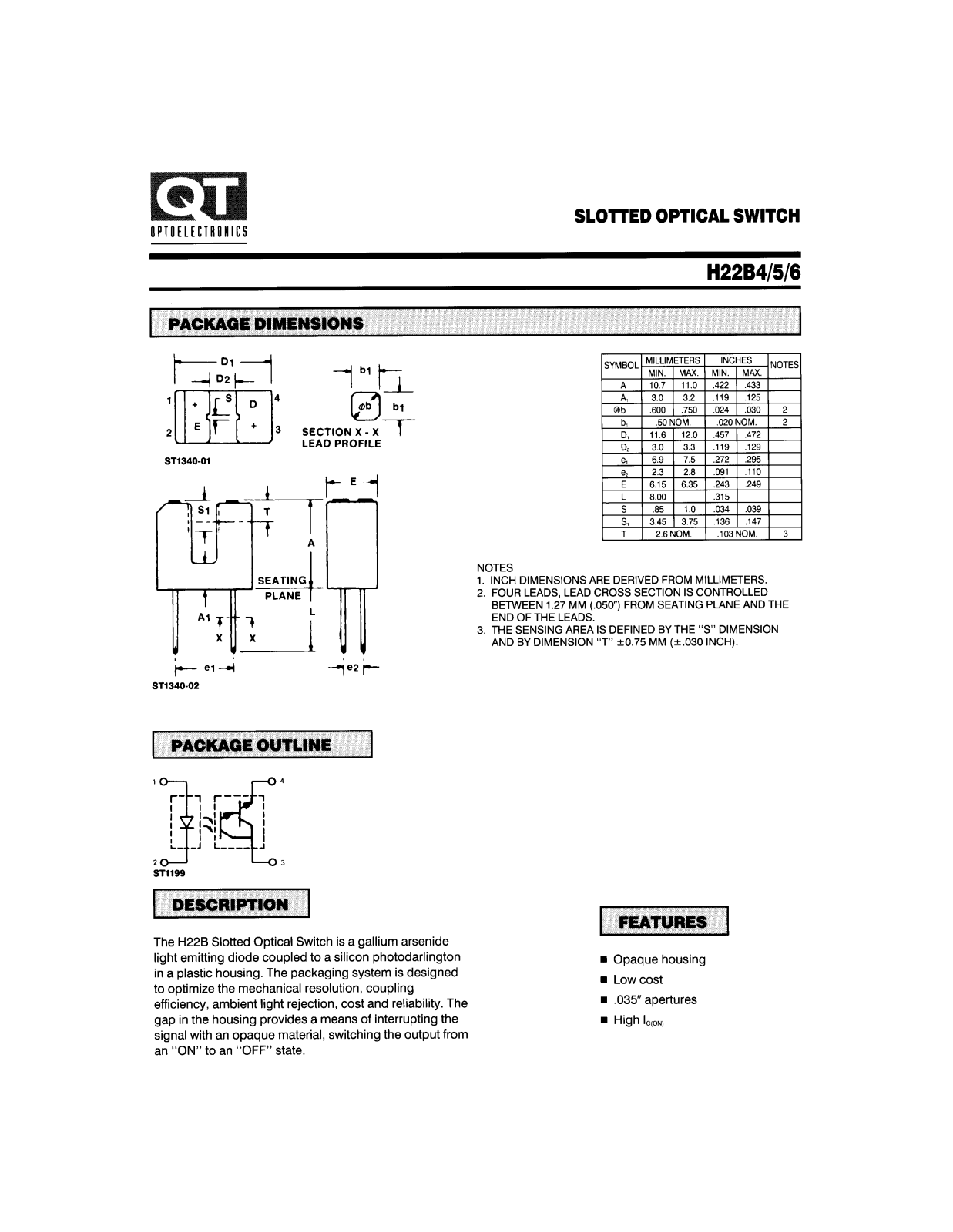 QT H22B5, H22B4, H22B6 Datasheet