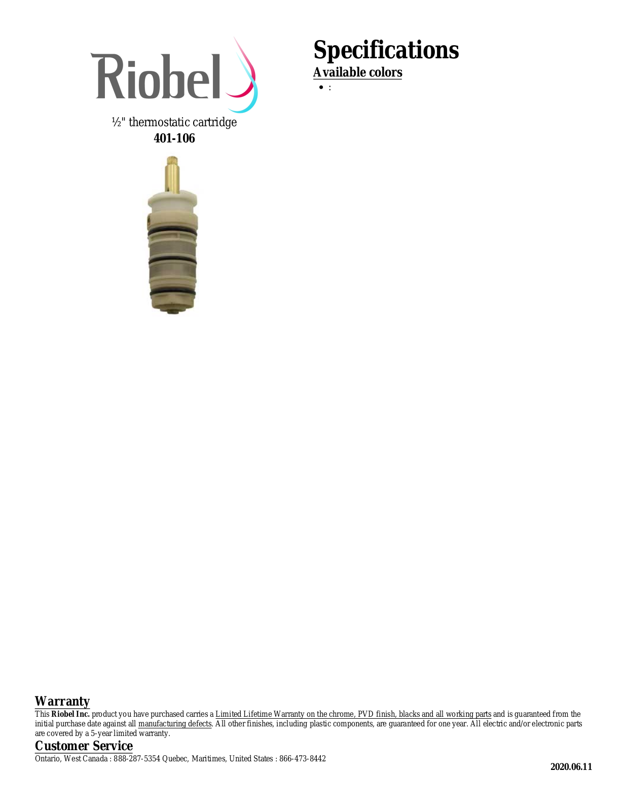 Riobel 401106 Specifications - ManualMachine.com