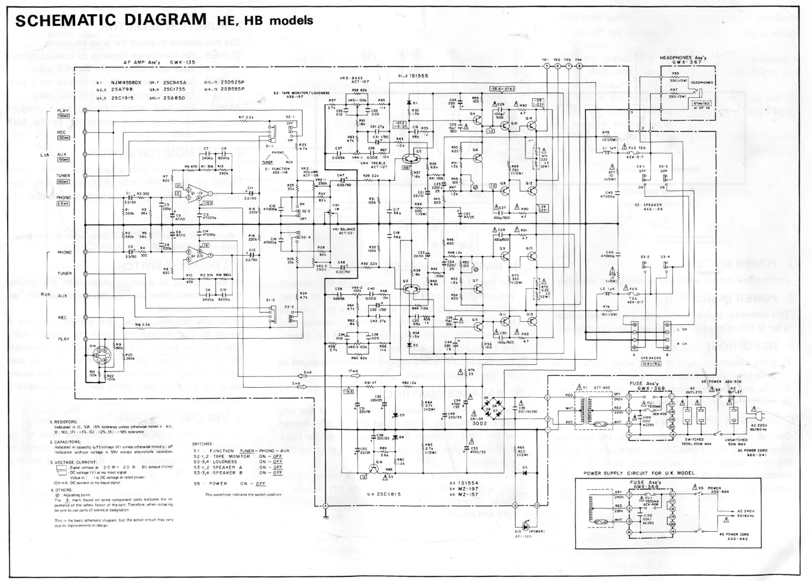 Pioneer SA-408 Schematic