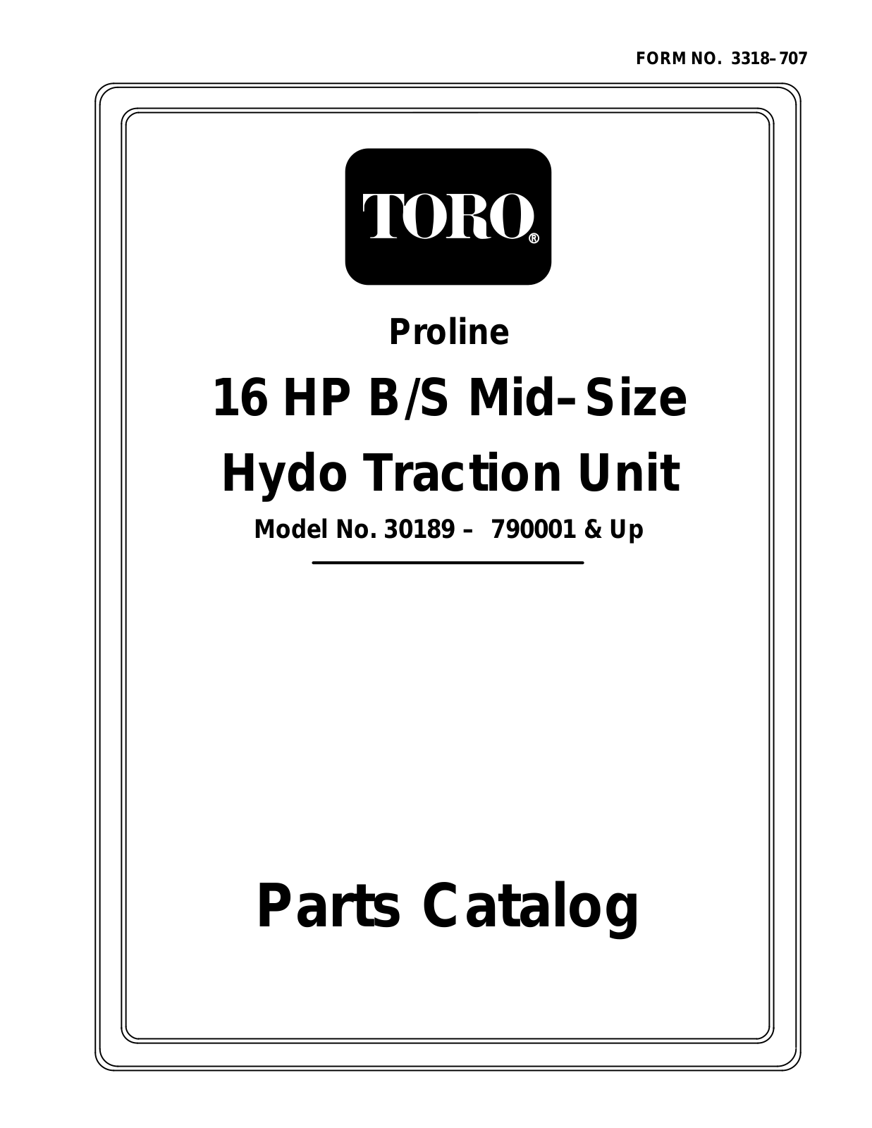 Toro 30189 Parts Catalogue