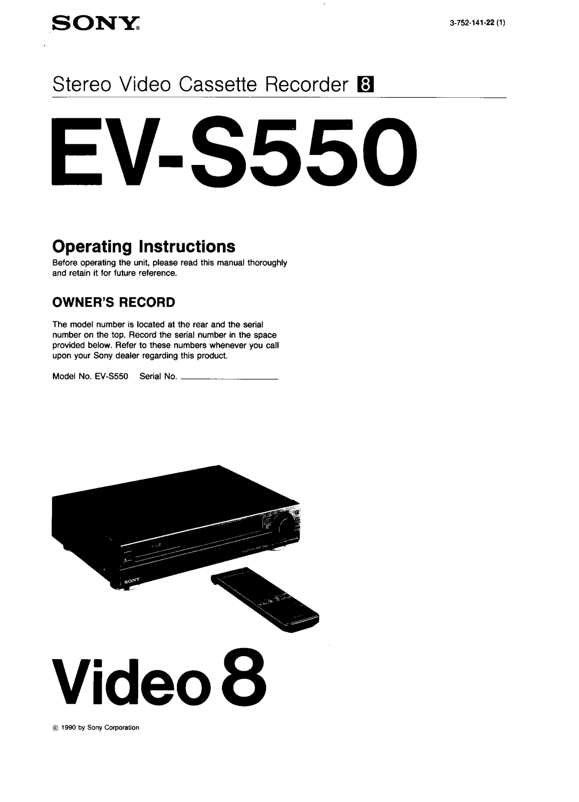 Sony EVS550 Operating Manual