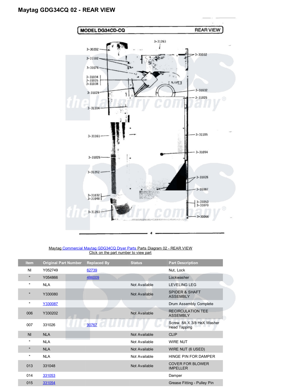 Maytag GDG34CQ Parts Diagram