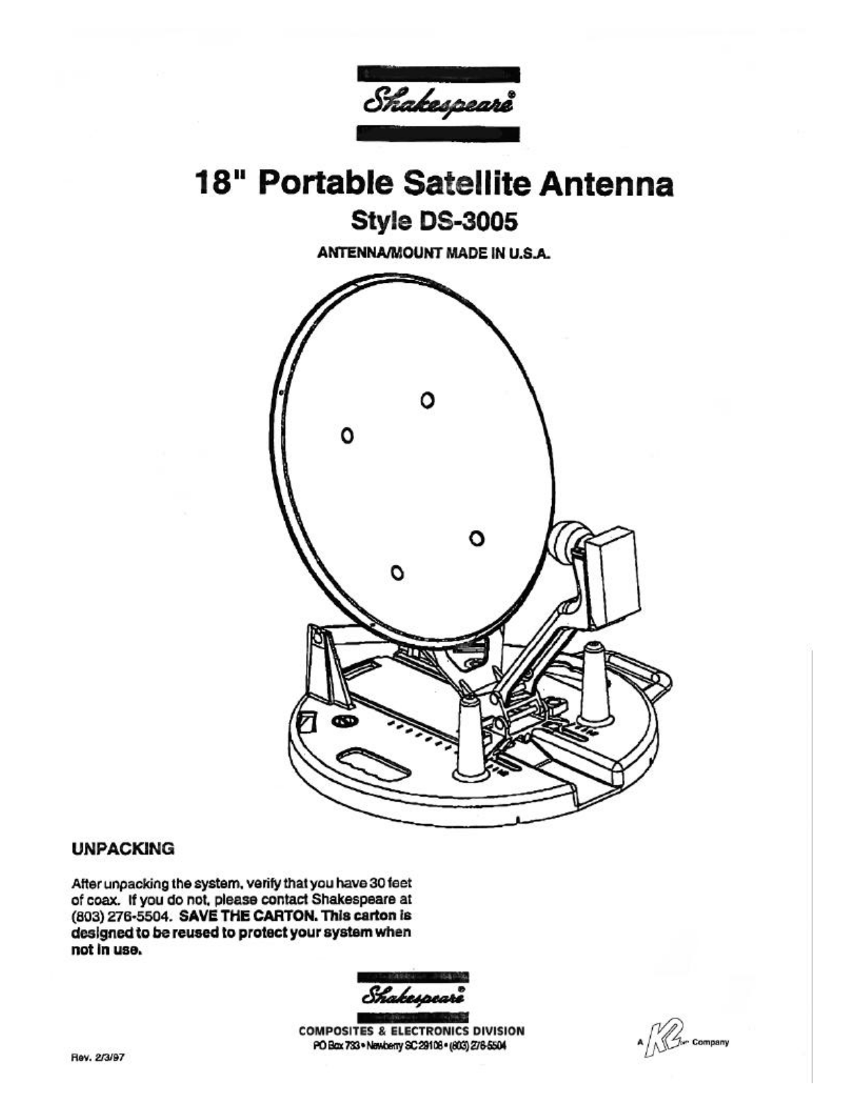 Shakespeare marine DS-3005 User Manual