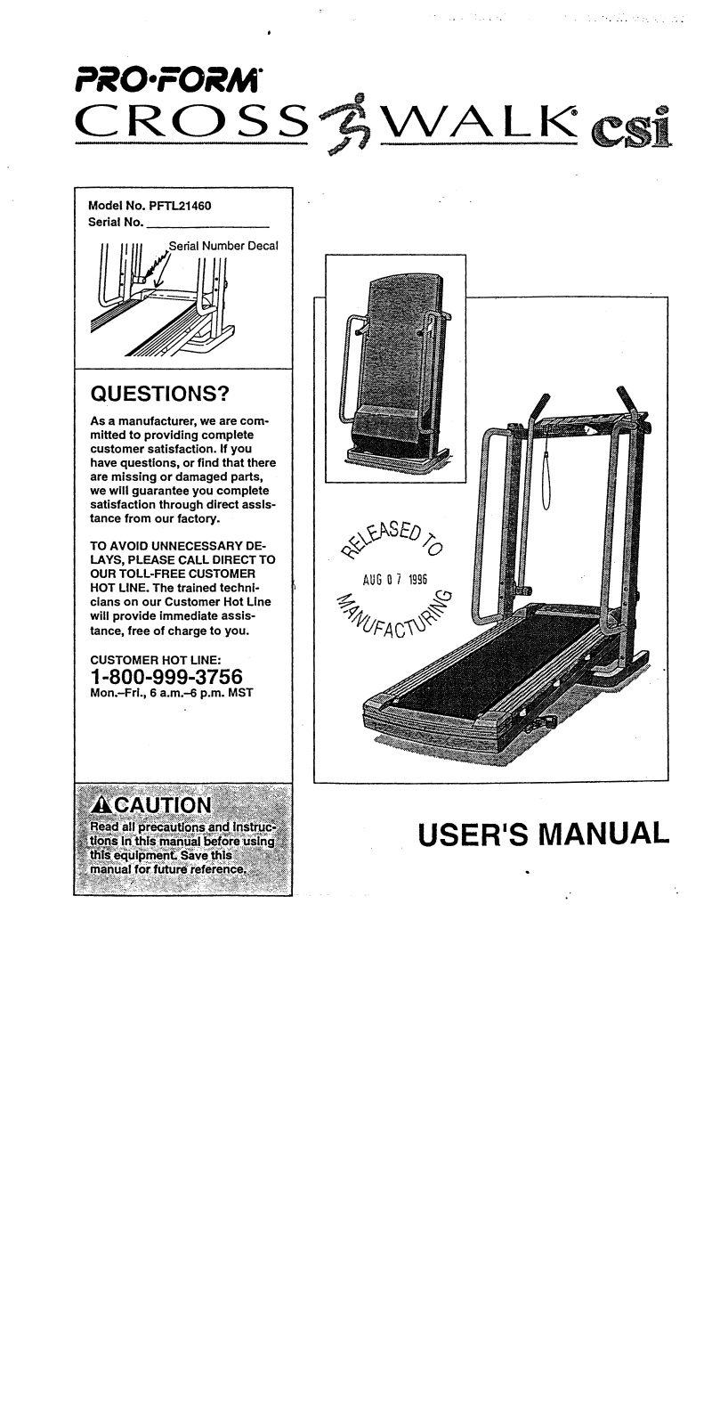 ProForm PFTL21460 User Manual