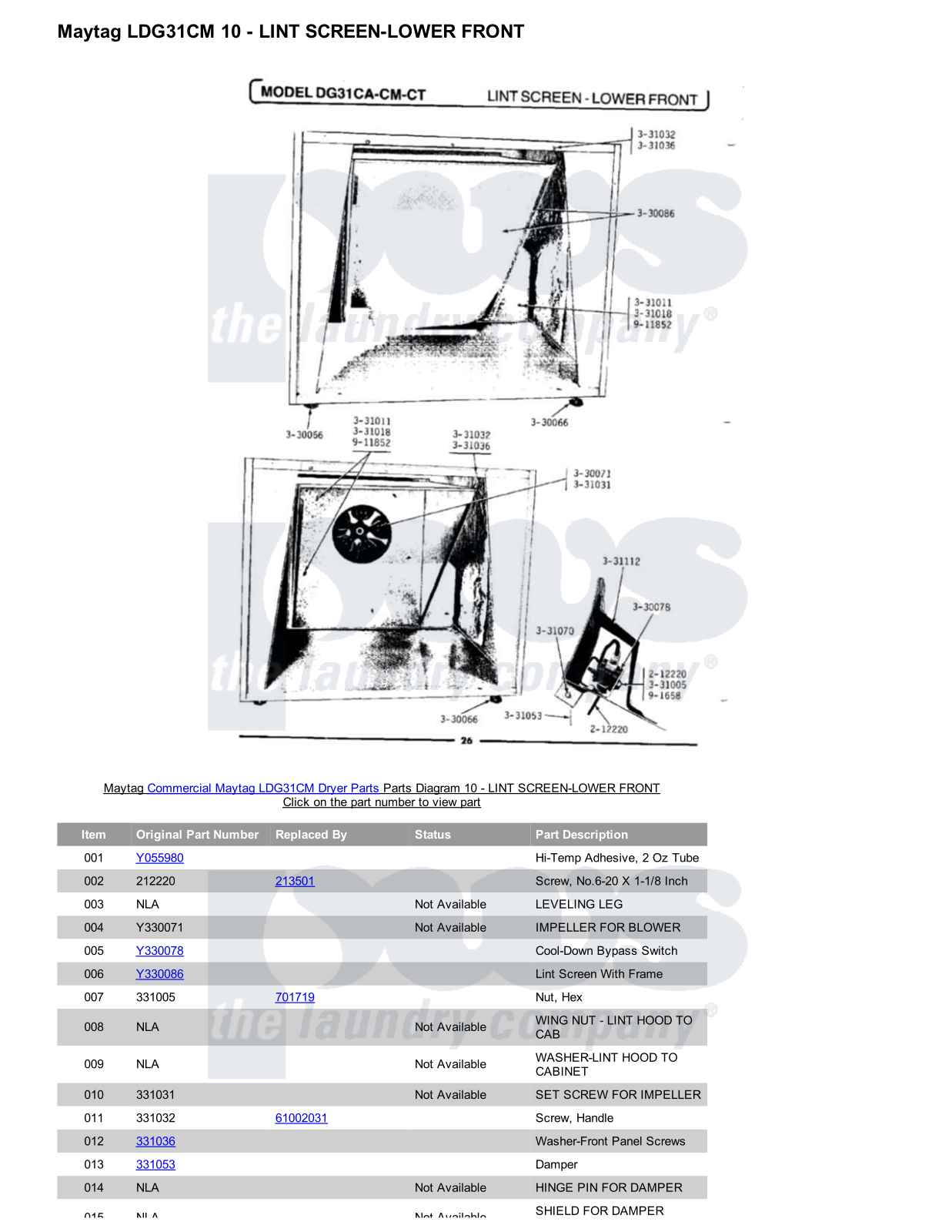 Maytag LDG31CM Parts Diagram