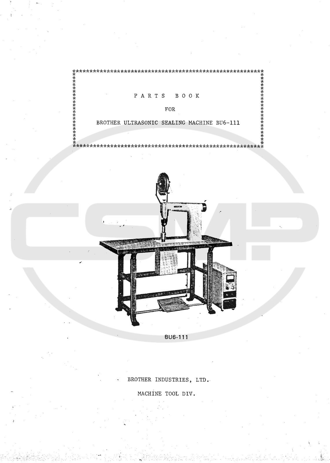 Brother BU6-111 Parts Book