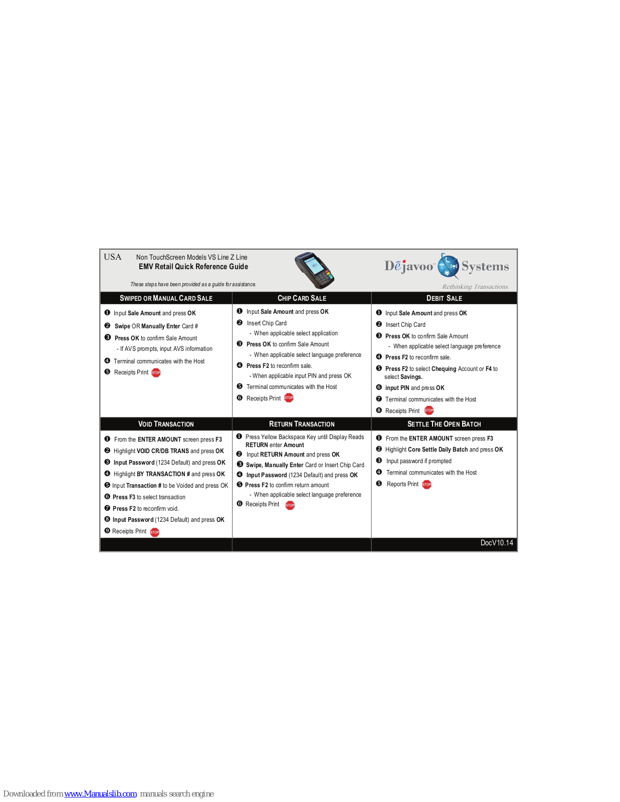 dejavoo VS Series, Z Series User Reference Manual