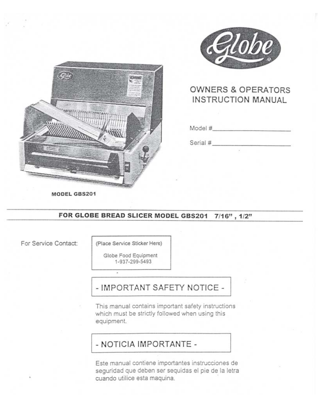 Globe GBS201 Installation  Manual