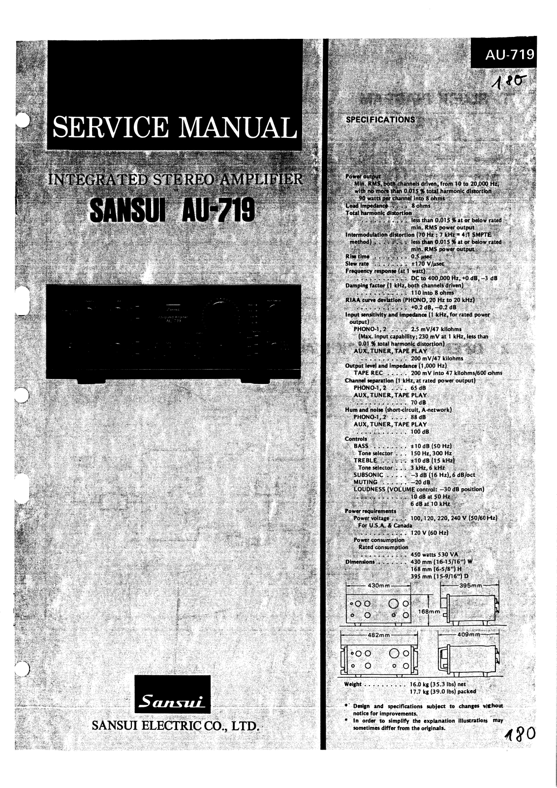 Sansui AU-719 Service manual