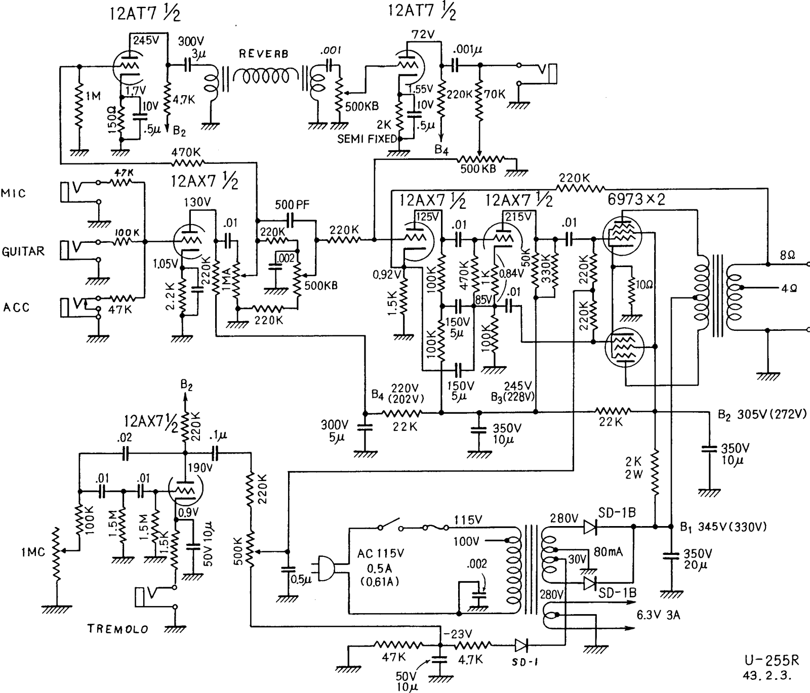 Univox u 255r schematic