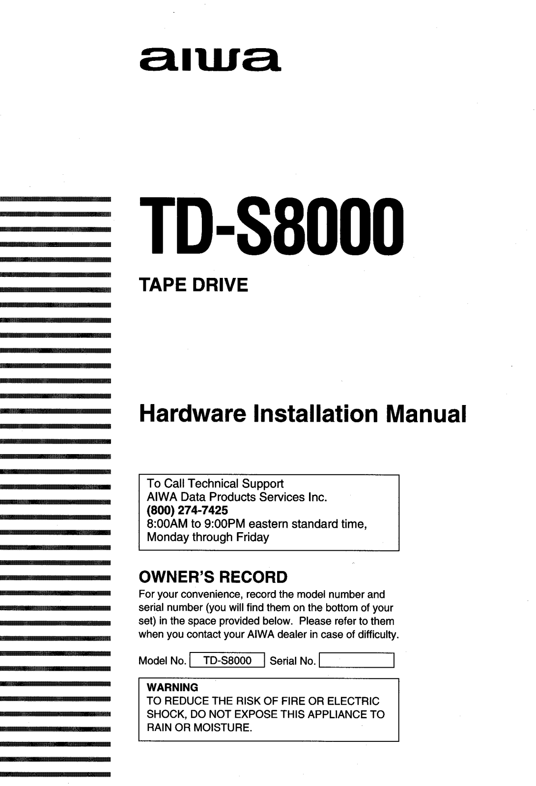 Sony TDS8000 User Manual