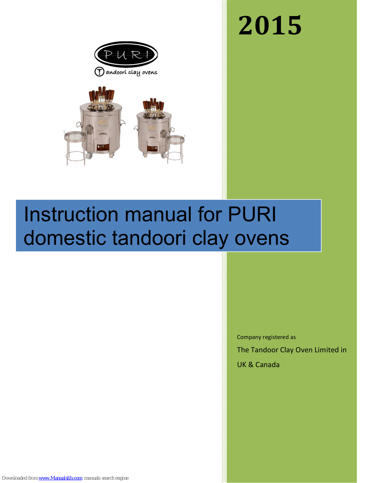 puri Tandoor series Instruction Manual