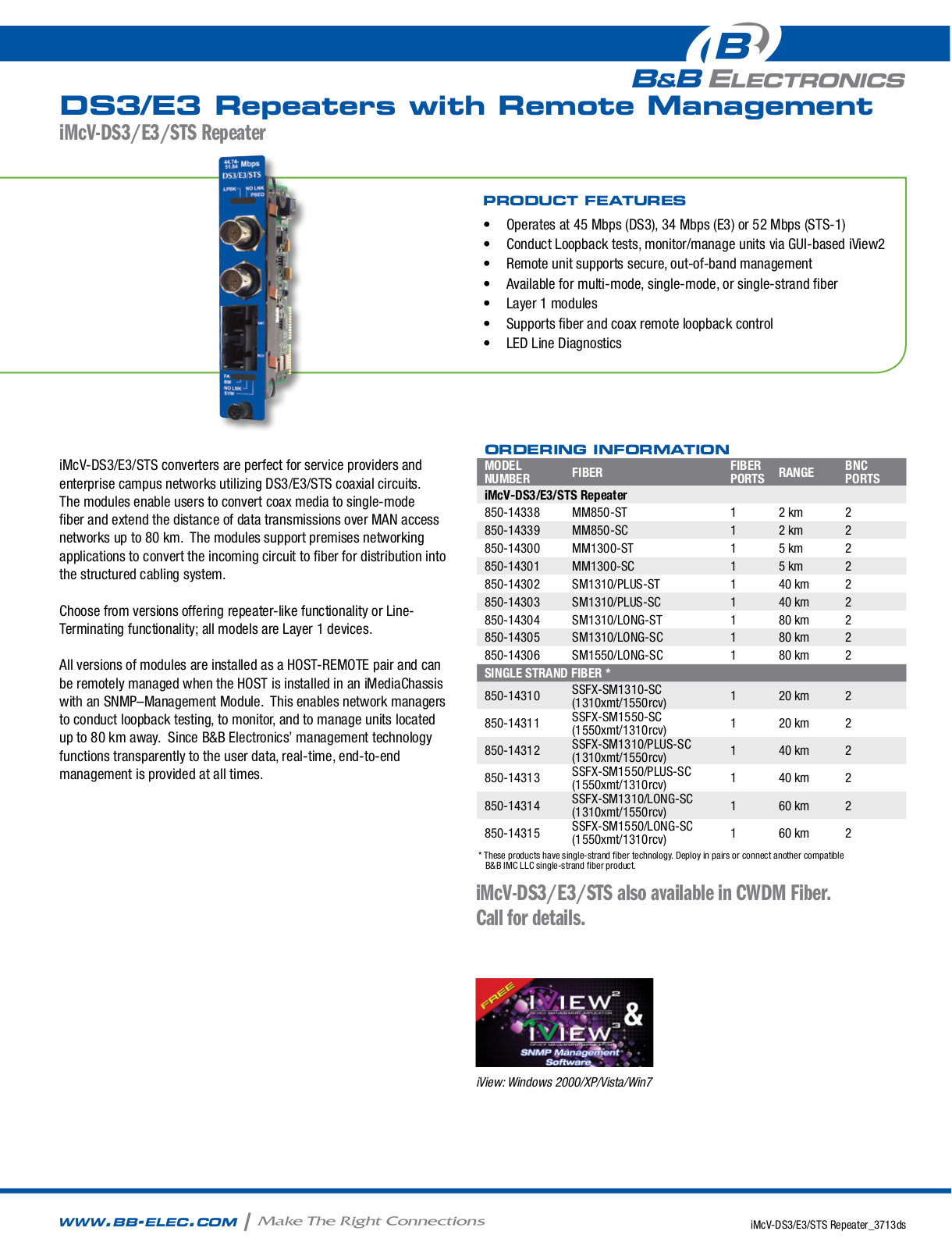 B&B Electronics 850-14300-39 Datasheet