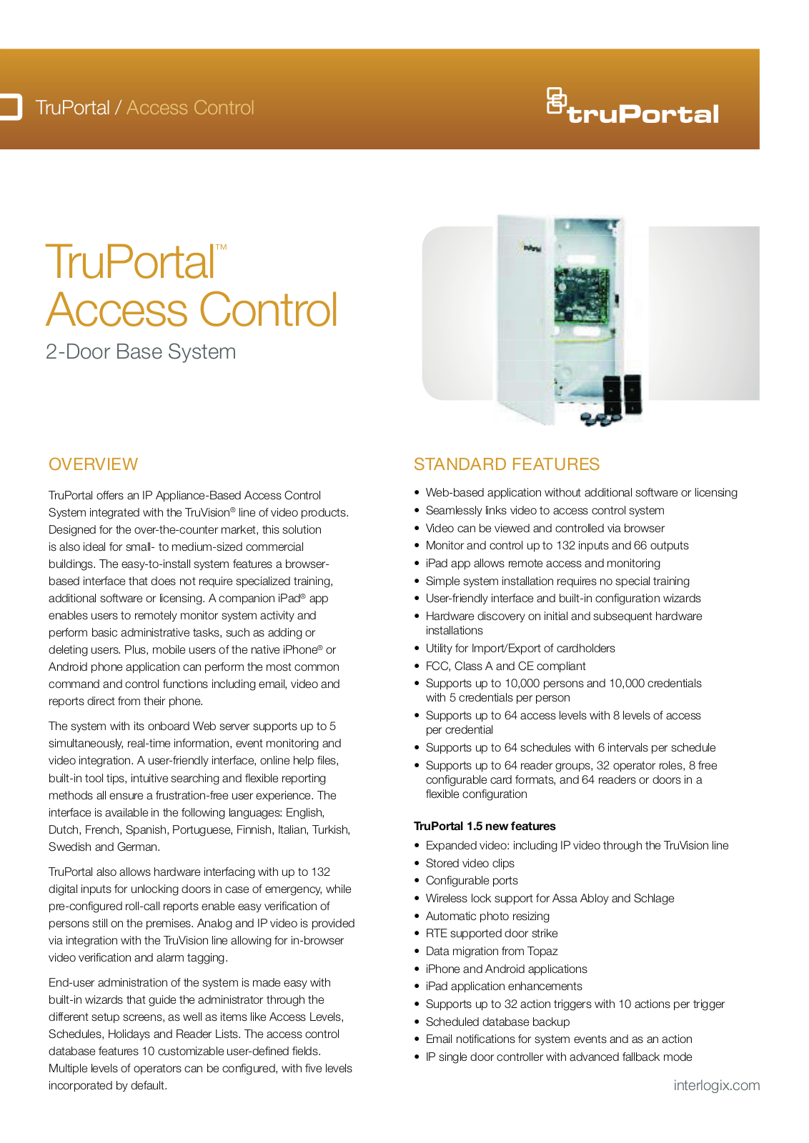 Interlogix TP-ADD-IO-BRD, TP-ADD-4D Specsheet