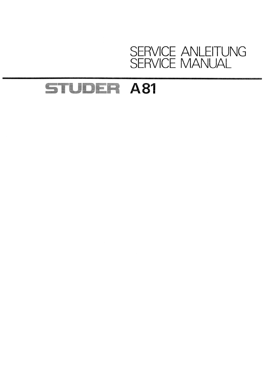 Studer A81 User Manual