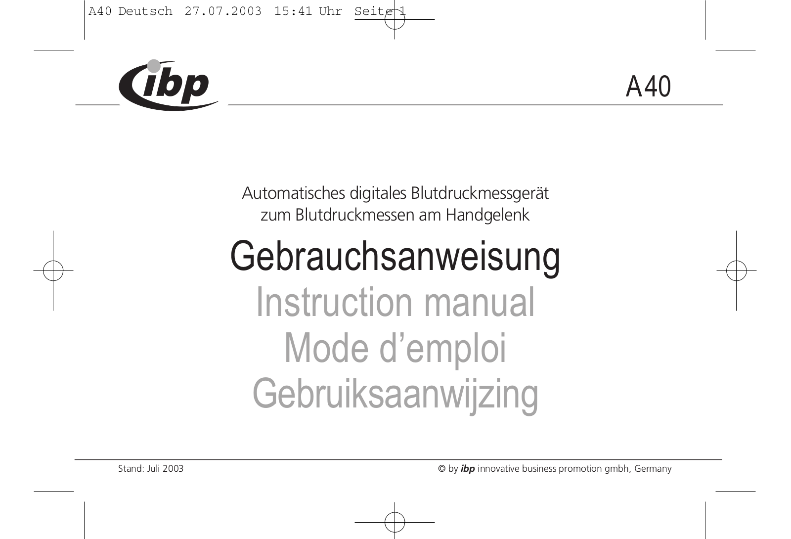 Ibp A40 User Manual