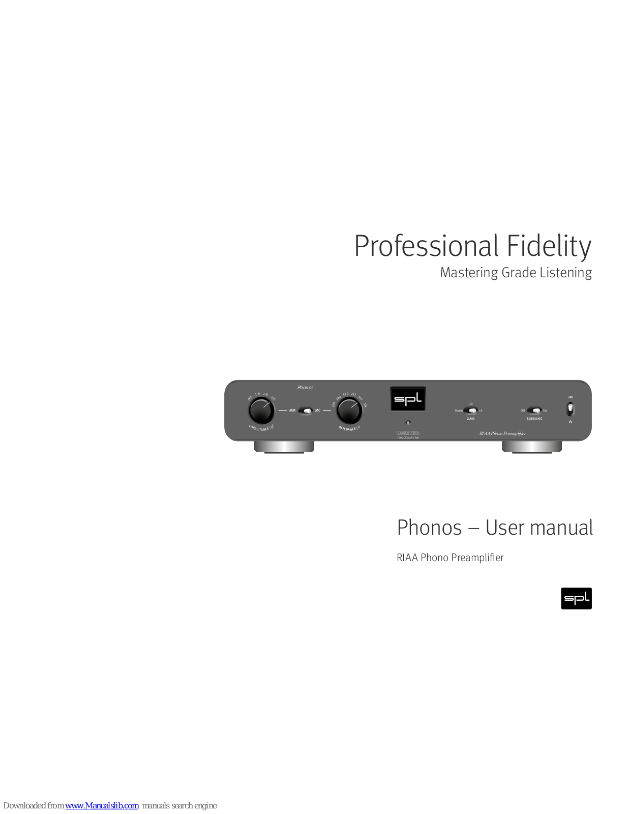 SPL Phonos User Manual - ManualMachine.com
