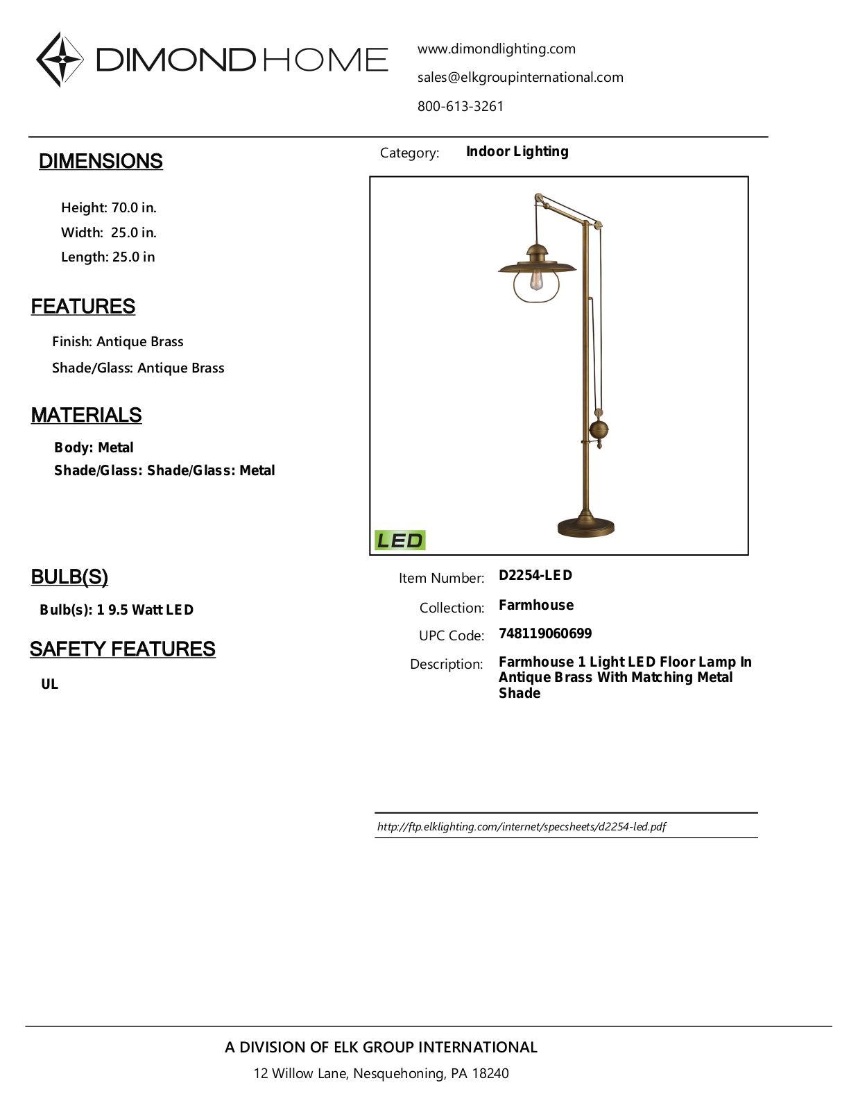 ELK Home D2254LED User Manual