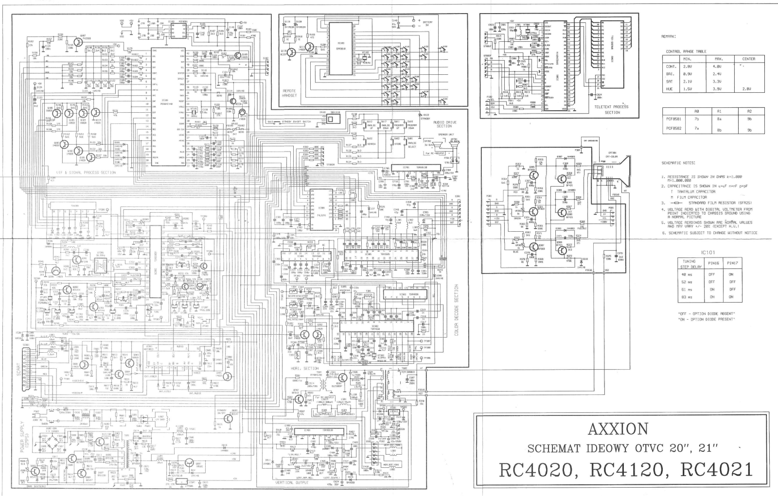 AXXION 4021PS, RC-4020, RC-4120, RC-4021 Schematic