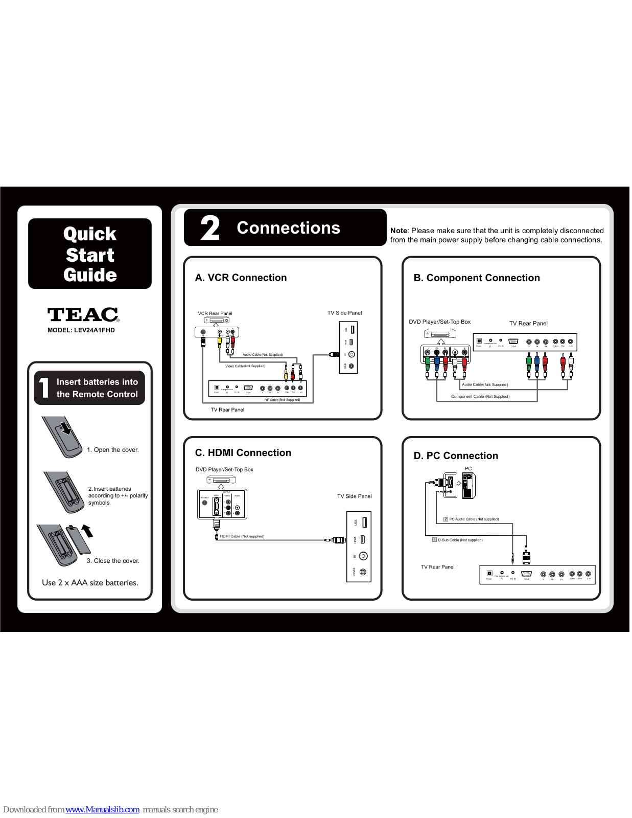 Teac LEV24A1FHD Quick Start Manual - ManualMachine.com