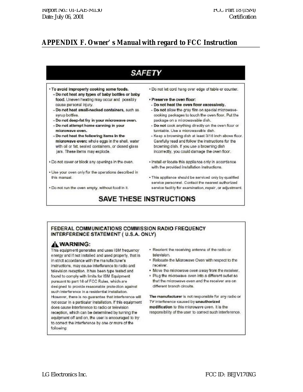 LG Electronics USA V170XG Users Manual