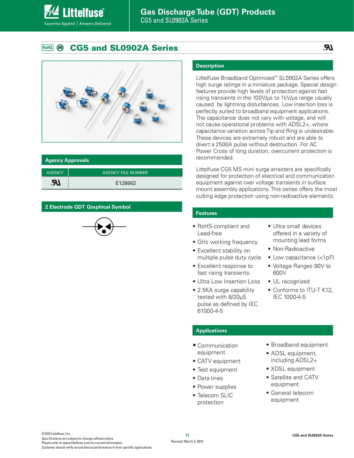 LITTELFUSE CG5, SL0902A User Manual