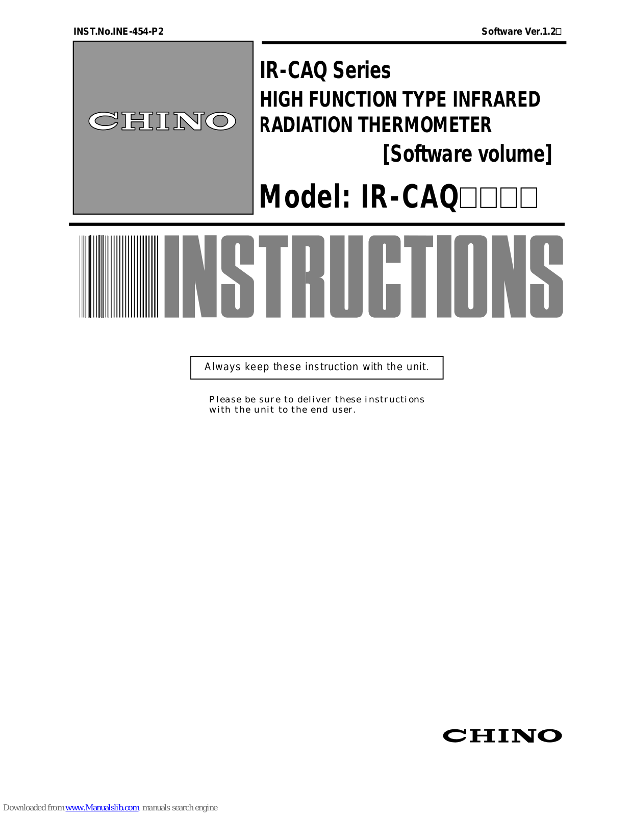 Chino IR-CA series Instructions Manual