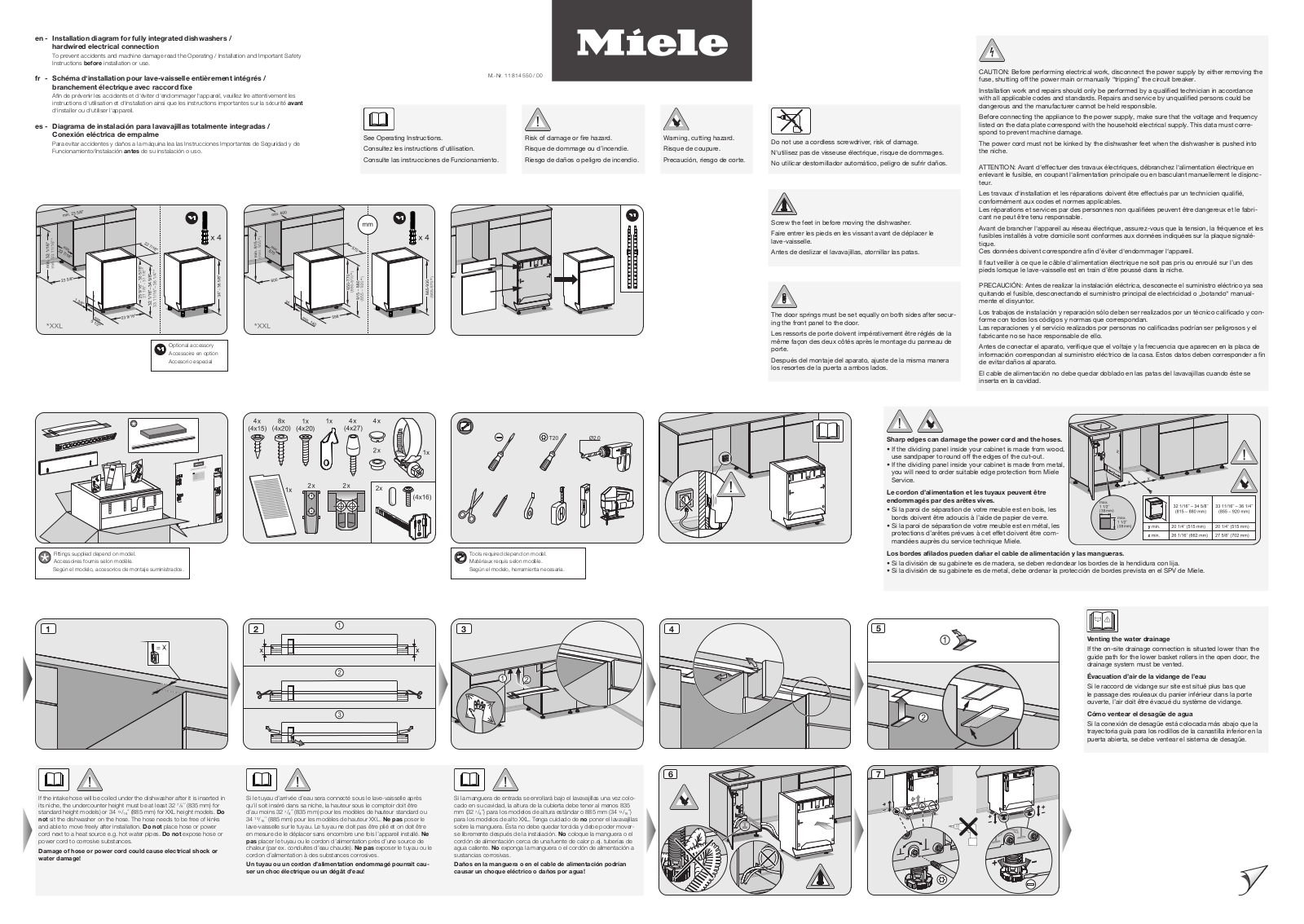 Miele G 7591, G 7596 Assembly plane