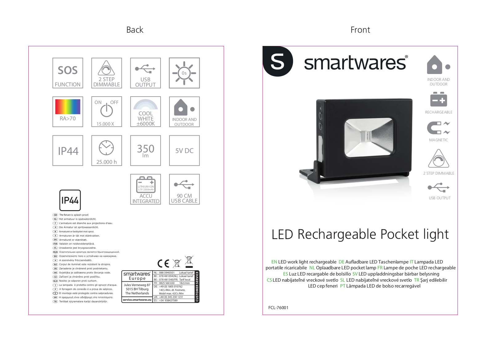 Smartwares FCL-76001 User Manual