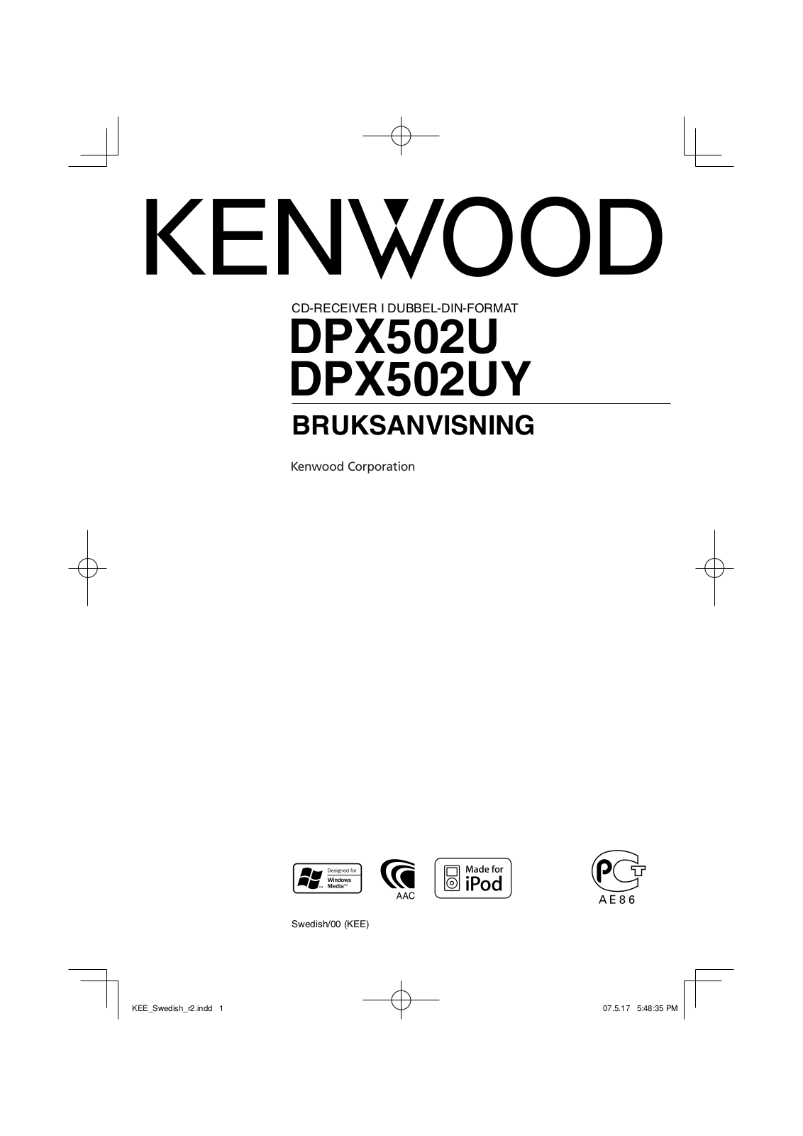 Kenwood DPX502U, DPX502UY User Manual