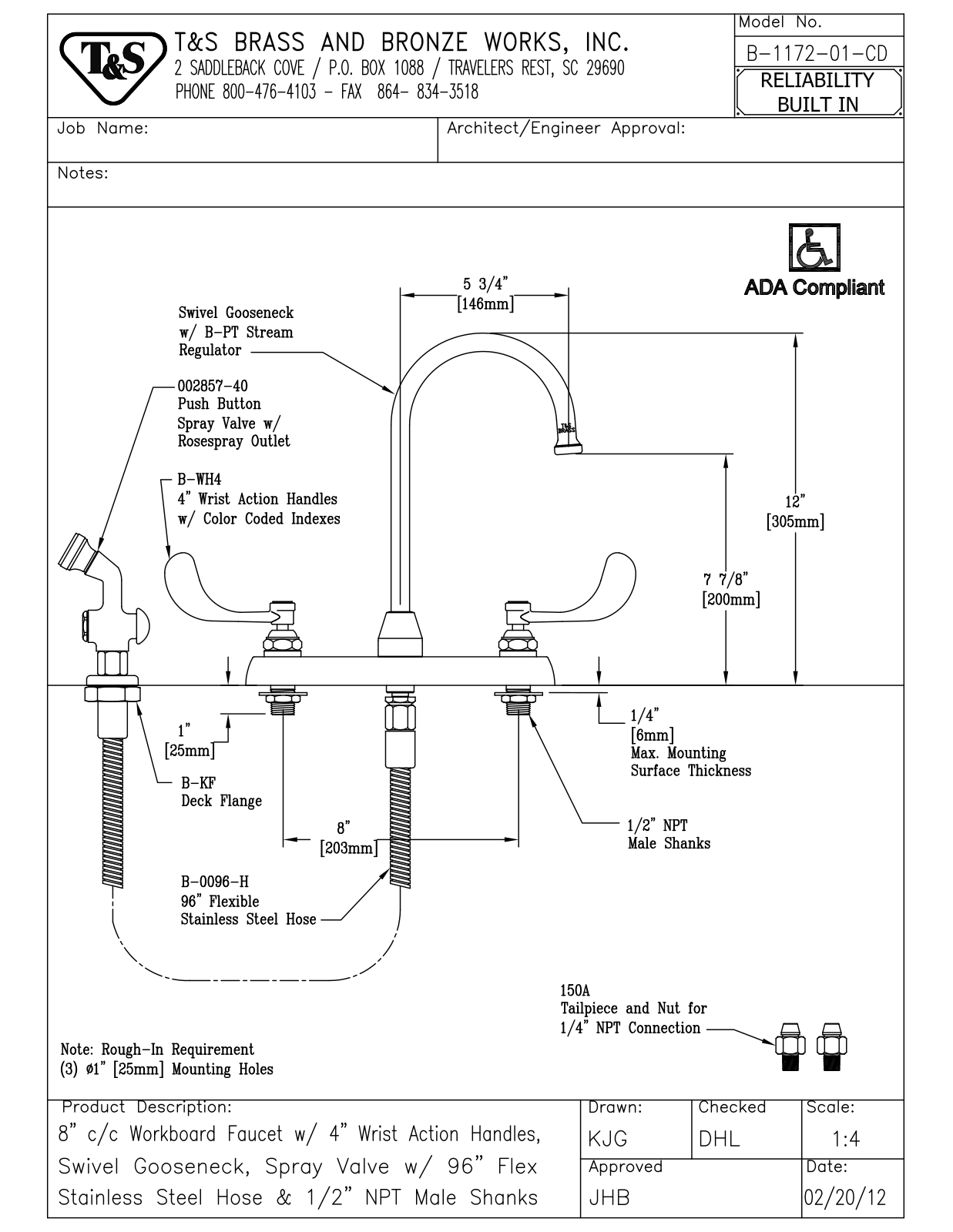 T&S Brass B-1172-01-CD User Manual