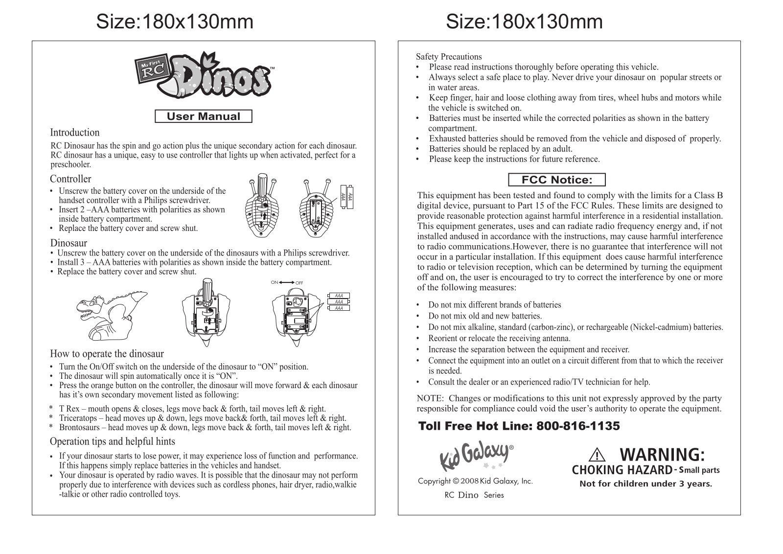 Kid Galaxy DINO49R, DINO27T, DINO49T User Manual