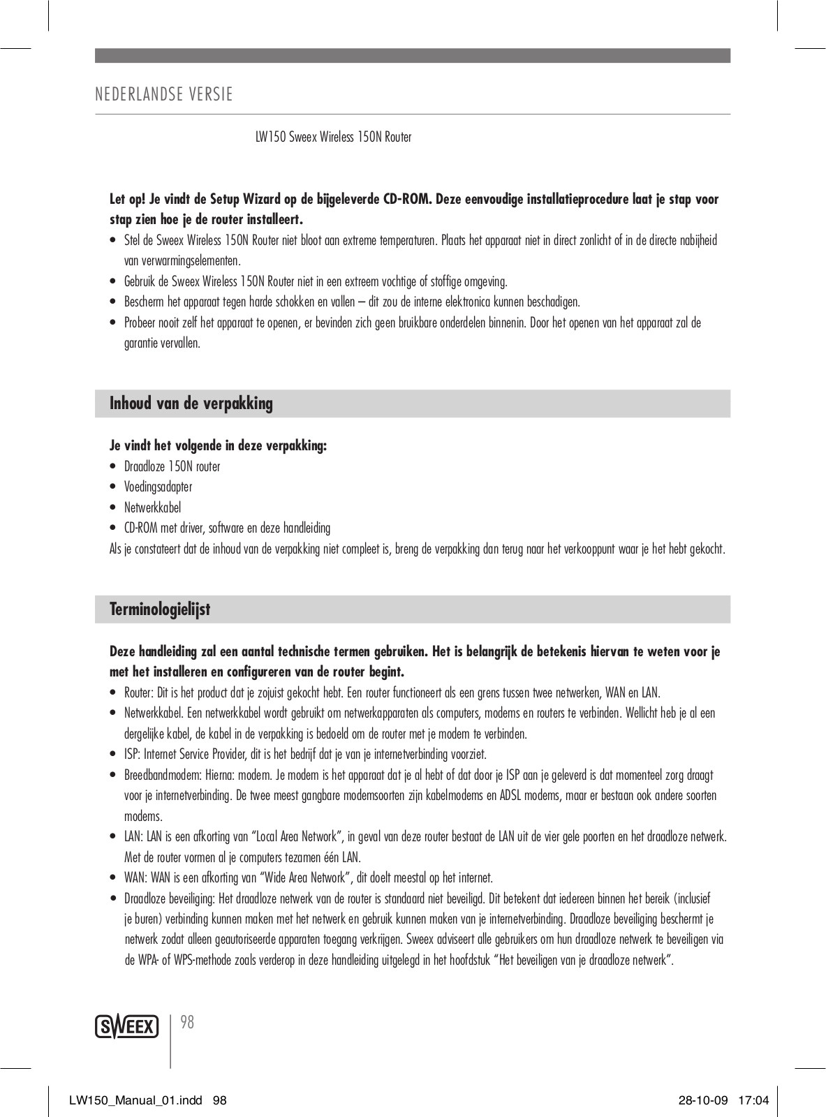 Sweex LW150 User Manual