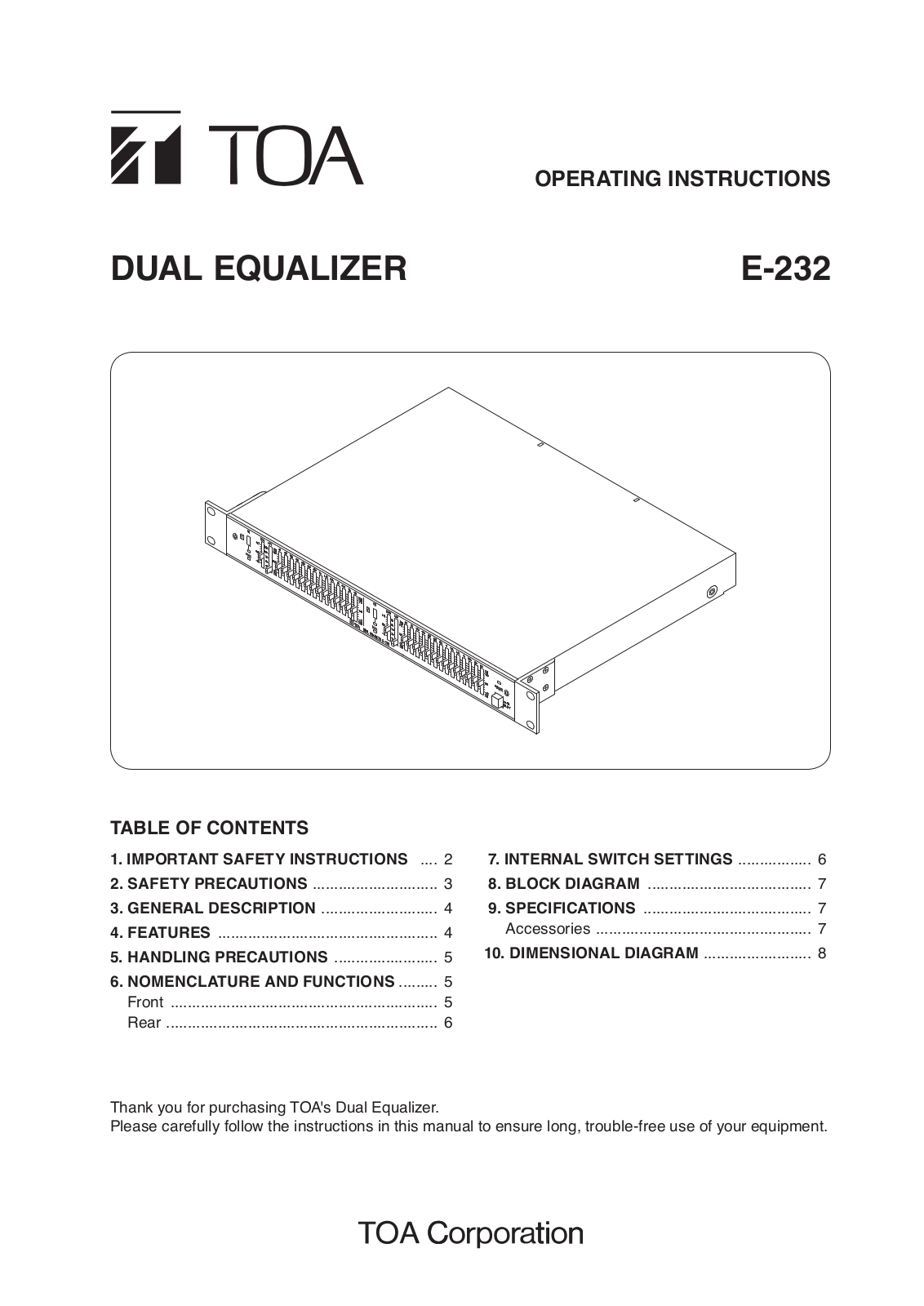 Toa E-232 User Manual