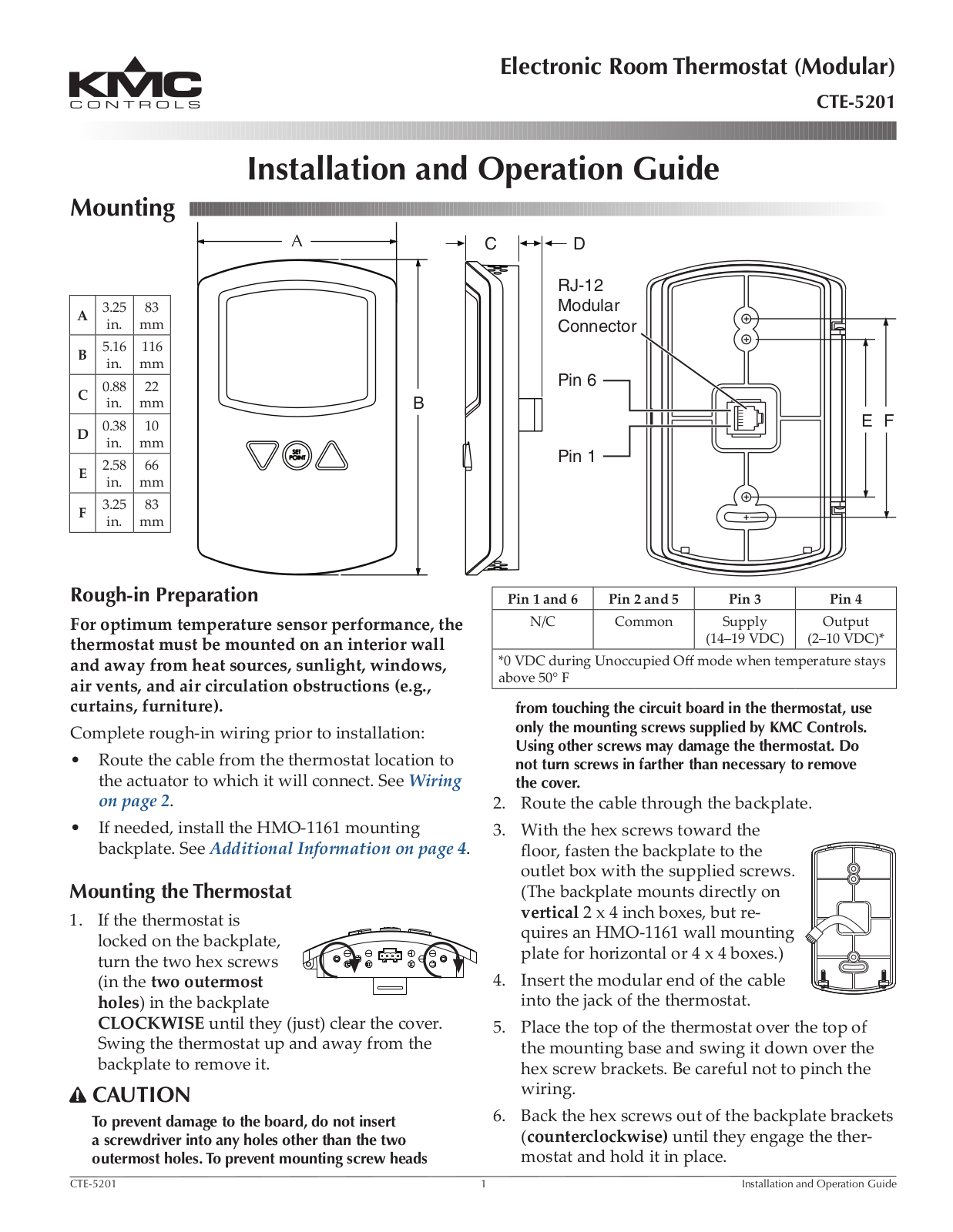 KMC Controls CTE-5201-16 User Manual