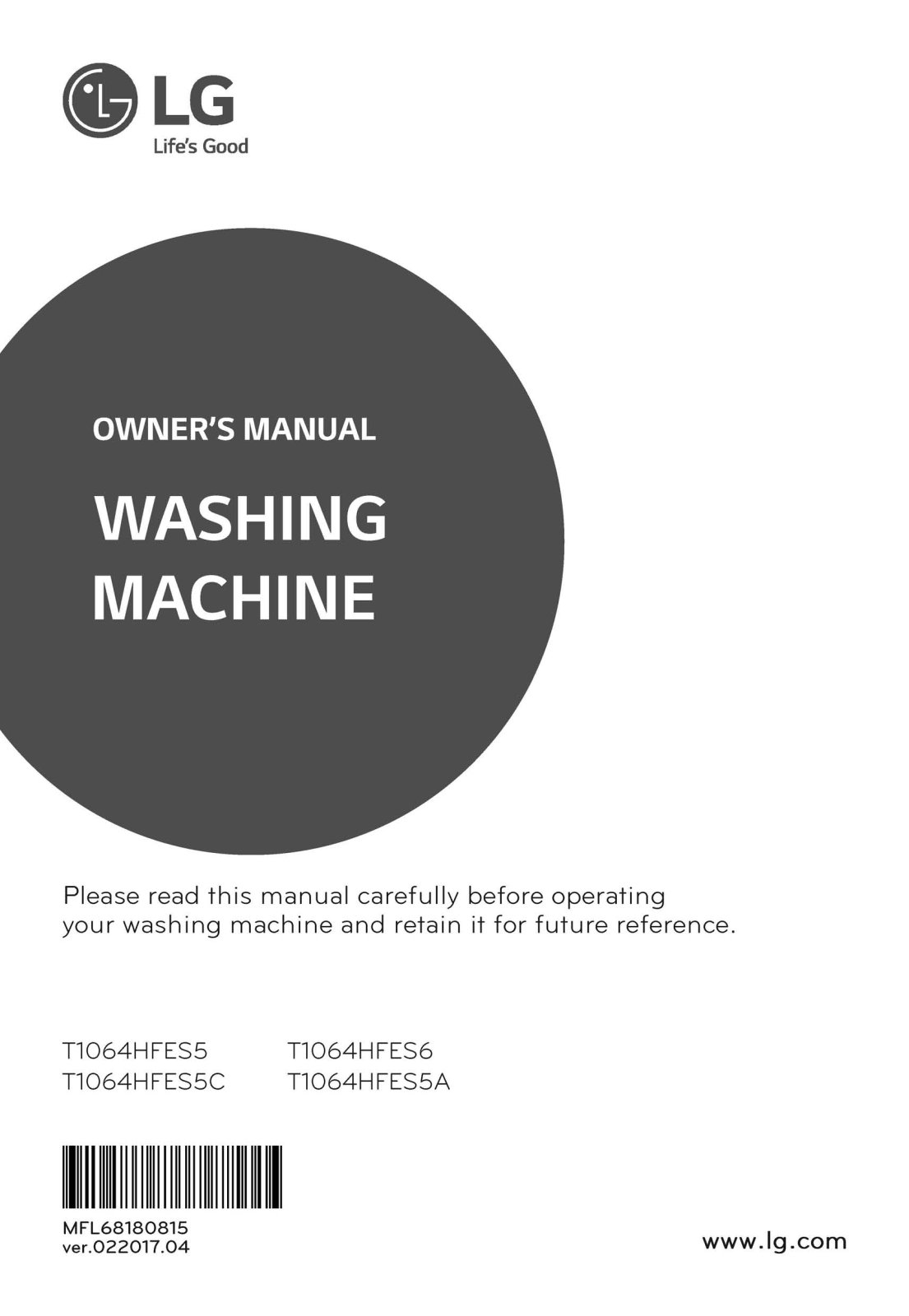 LG T1064HFES6 Owner’s Manual