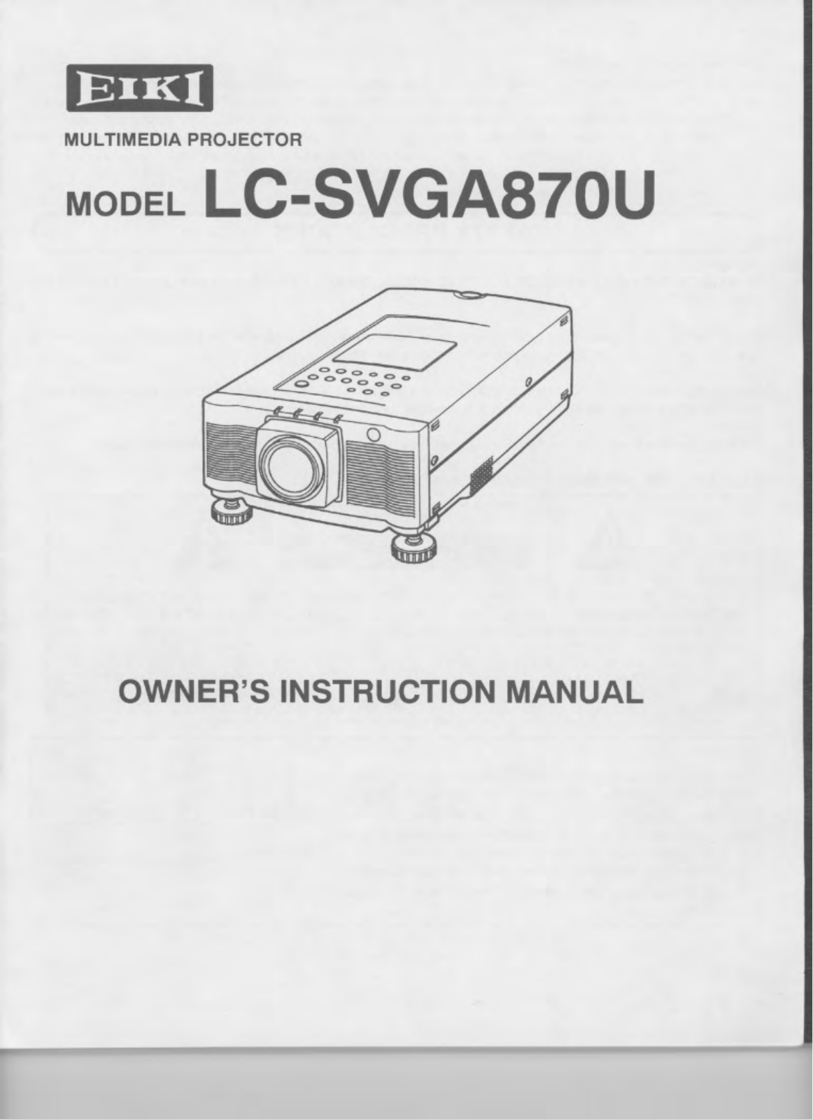 Eiki LC-SVGA870U User Manual