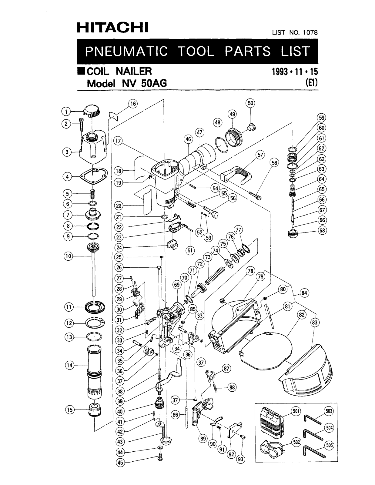 Hitachi NV50AG PARTS LIST