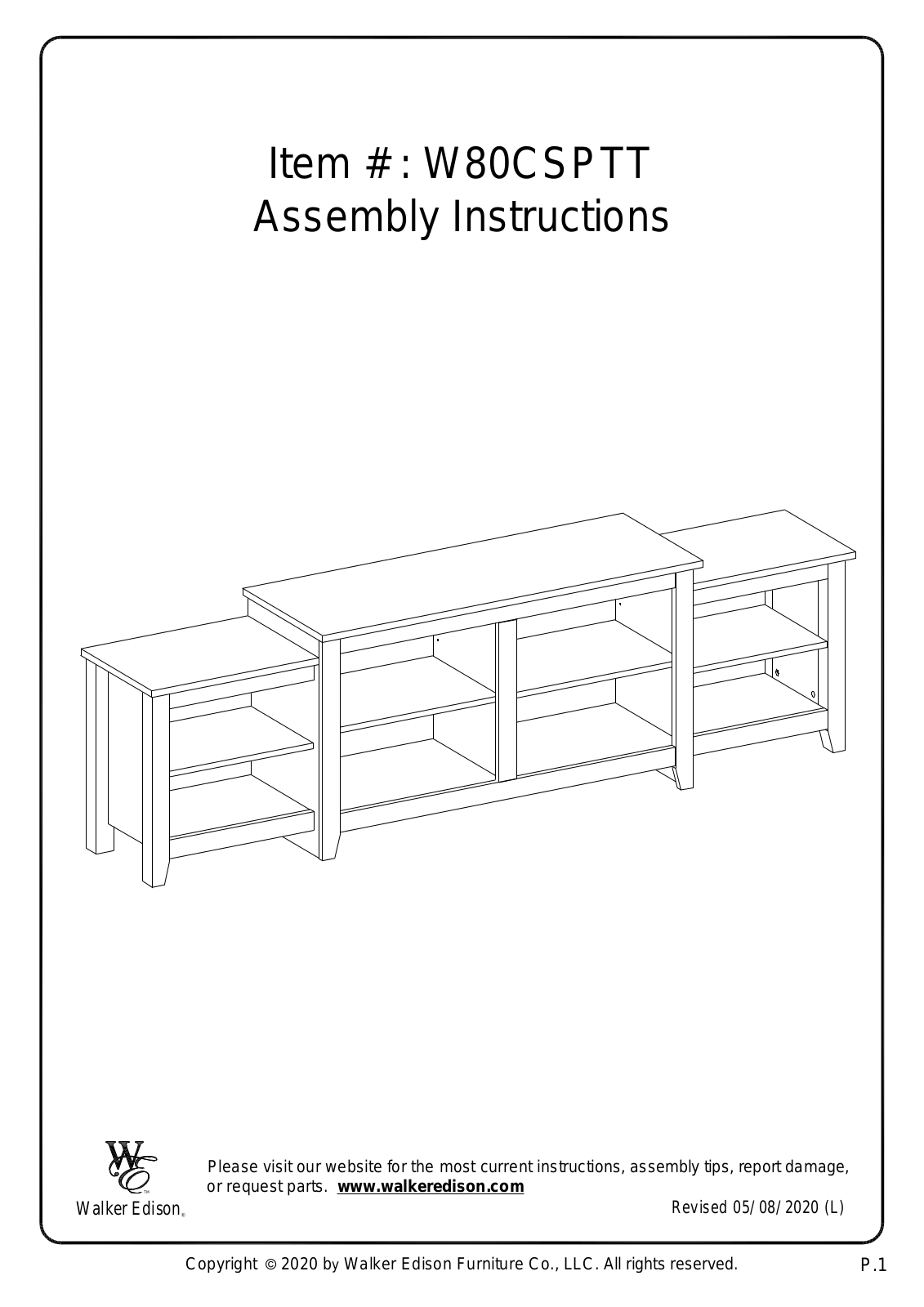 Walker Edison W80CSPTT Instruction Manual