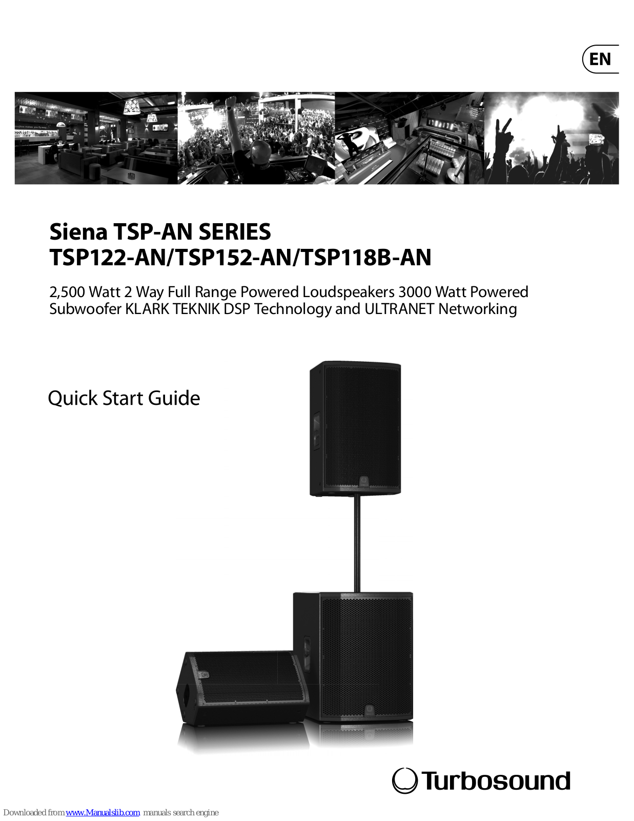 Turbosound Siena TSP122-AN, Siena TSP152-AN, Siena TSP118B-AN, TBV123-AN, TBV118L-AN Quick Start Manual