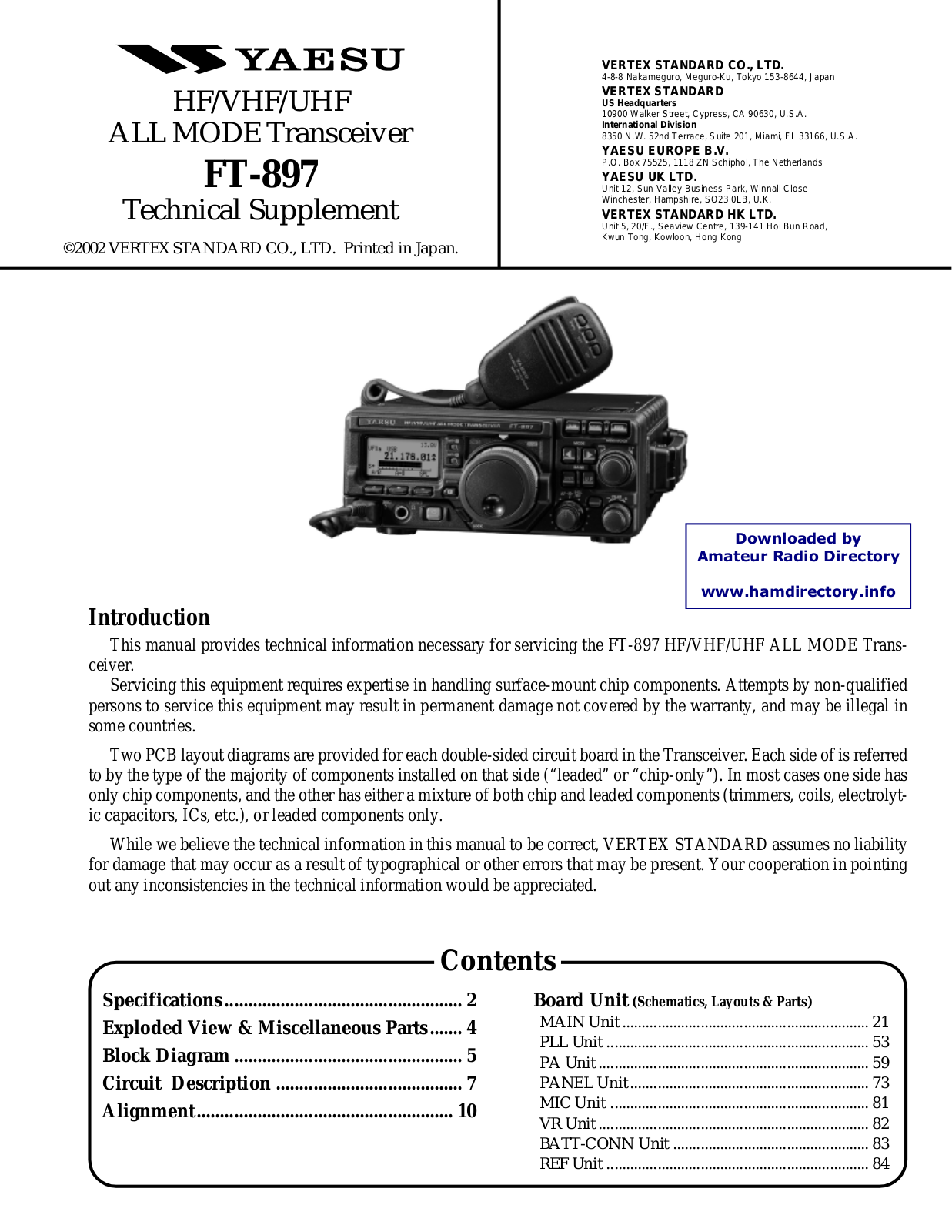 Yaesu FT-897SM Service Manual