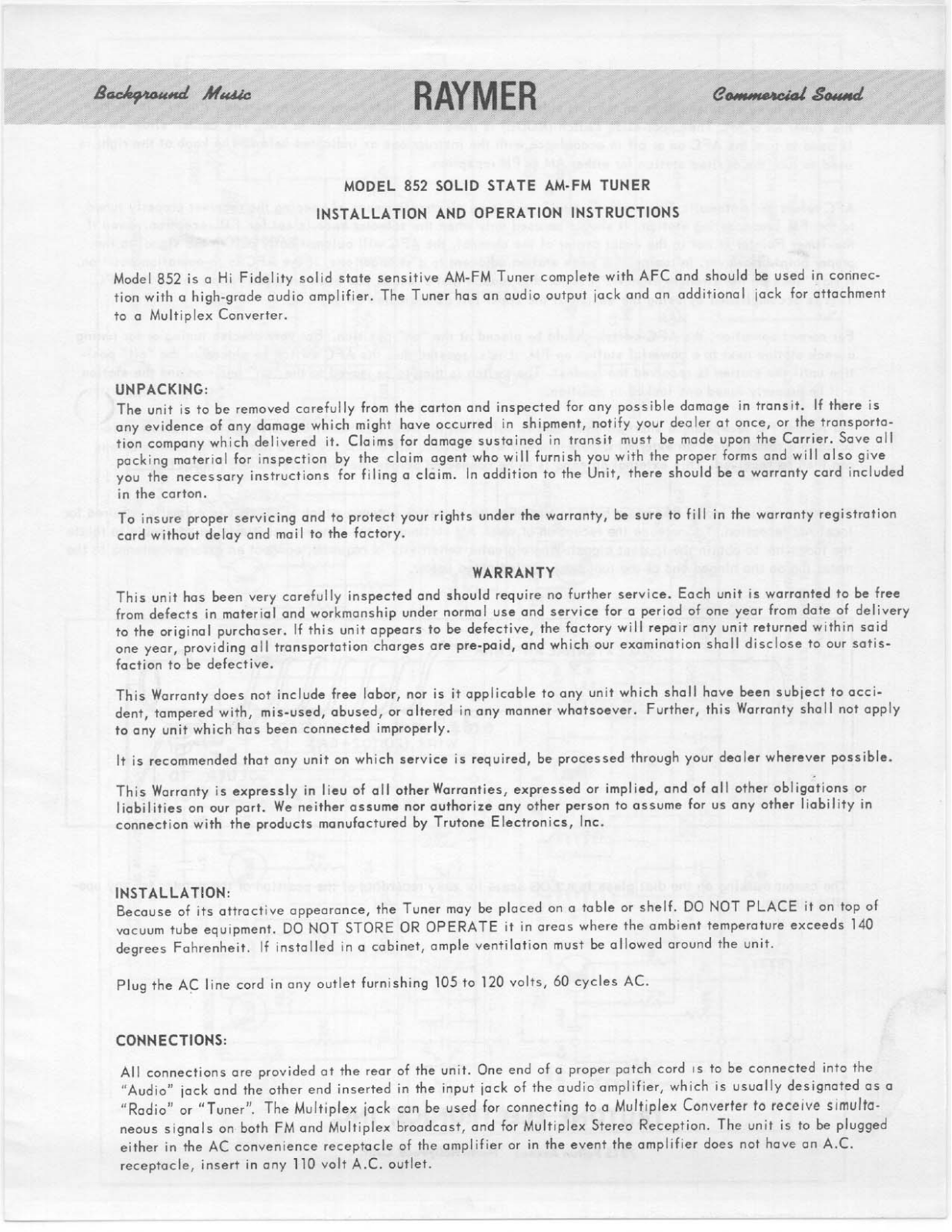 Telex 852 User Manual