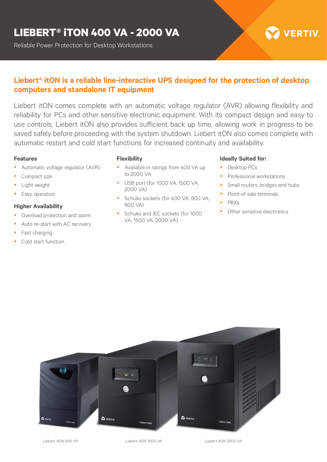 Vertiv Liebert iTON 400 VA, Liebert iTON 600 VA, Liebert iTON 800 VA User Manual