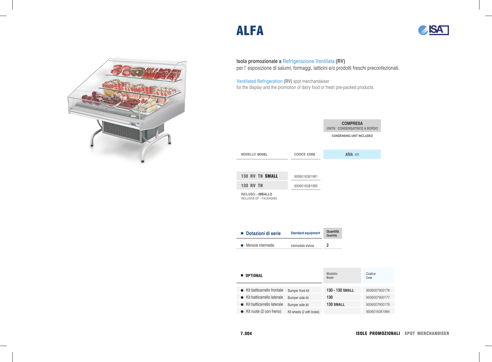 ISA ALFA 130 RV TN SMALL, ALFA 130 RV TN, ALFA TW 130 TW RV TN, ALFA TW 130 TW RV TN SELF Brochure